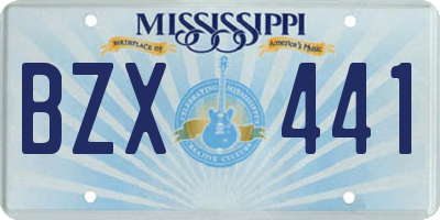 MS license plate BZX441