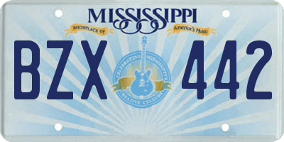 MS license plate BZX442