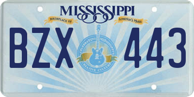 MS license plate BZX443