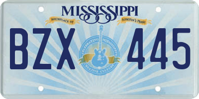 MS license plate BZX445
