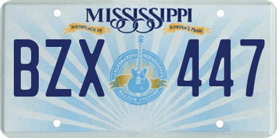 MS license plate BZX447