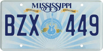 MS license plate BZX449