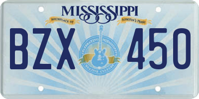 MS license plate BZX450