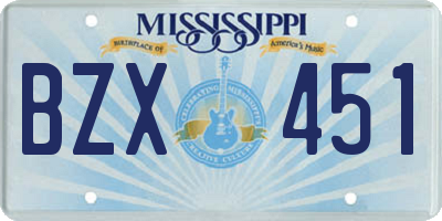 MS license plate BZX451