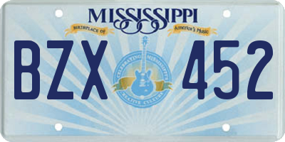 MS license plate BZX452