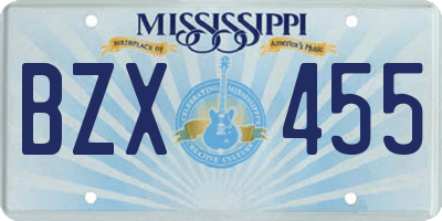 MS license plate BZX455