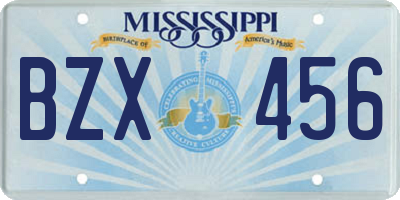 MS license plate BZX456