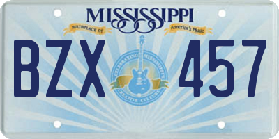 MS license plate BZX457