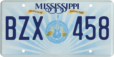 MS license plate BZX458