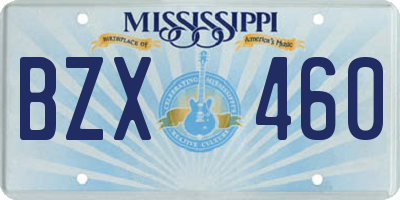 MS license plate BZX460