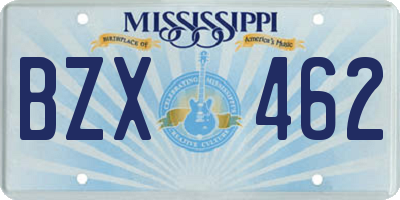MS license plate BZX462