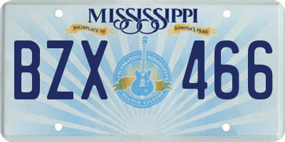 MS license plate BZX466