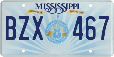 MS license plate BZX467
