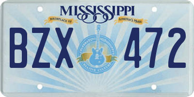 MS license plate BZX472