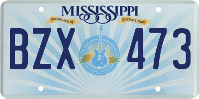 MS license plate BZX473