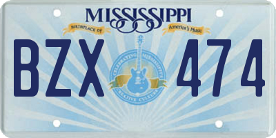 MS license plate BZX474