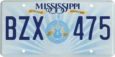 MS license plate BZX475