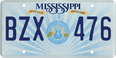 MS license plate BZX476
