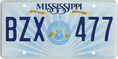 MS license plate BZX477