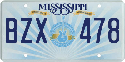 MS license plate BZX478