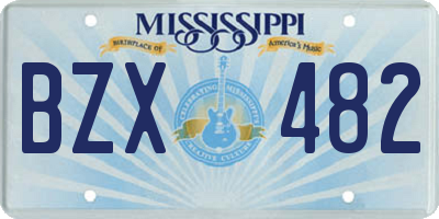 MS license plate BZX482