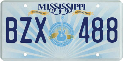 MS license plate BZX488