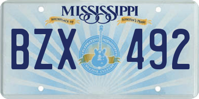MS license plate BZX492