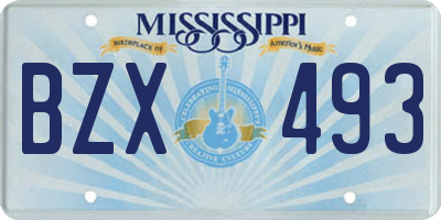 MS license plate BZX493