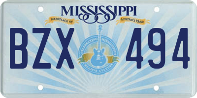 MS license plate BZX494