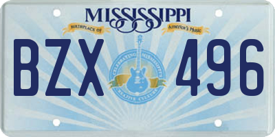 MS license plate BZX496