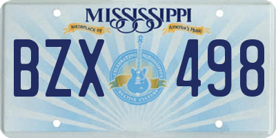 MS license plate BZX498