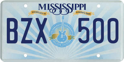 MS license plate BZX500