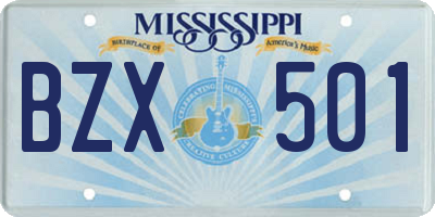 MS license plate BZX501