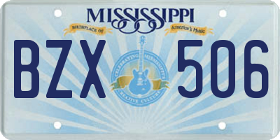 MS license plate BZX506