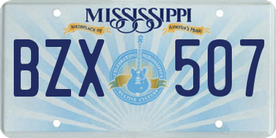 MS license plate BZX507