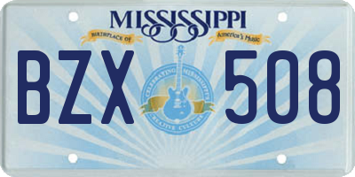 MS license plate BZX508