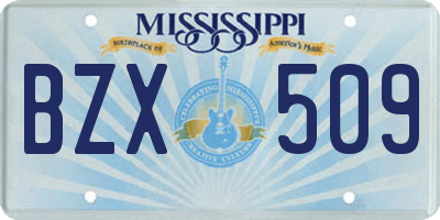 MS license plate BZX509