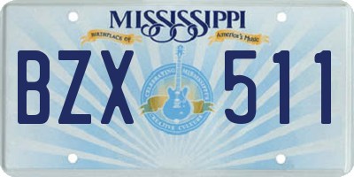 MS license plate BZX511