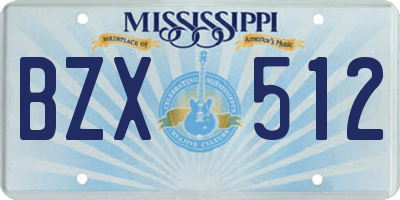 MS license plate BZX512