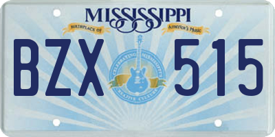 MS license plate BZX515