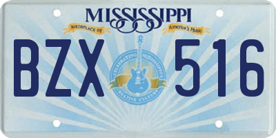 MS license plate BZX516