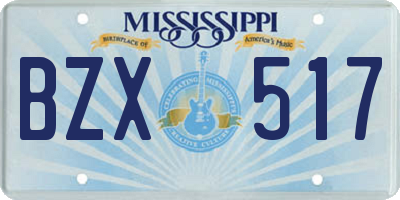 MS license plate BZX517