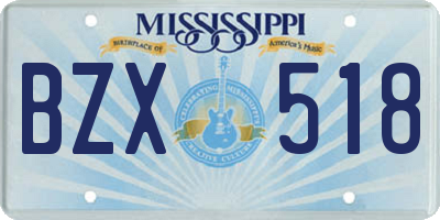 MS license plate BZX518