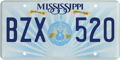 MS license plate BZX520