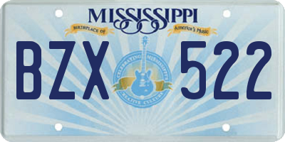 MS license plate BZX522