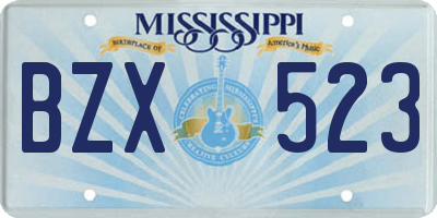 MS license plate BZX523