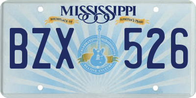 MS license plate BZX526