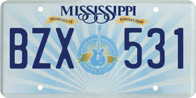 MS license plate BZX531