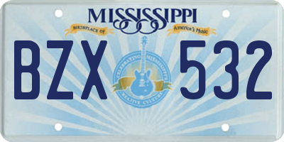 MS license plate BZX532