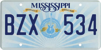 MS license plate BZX534